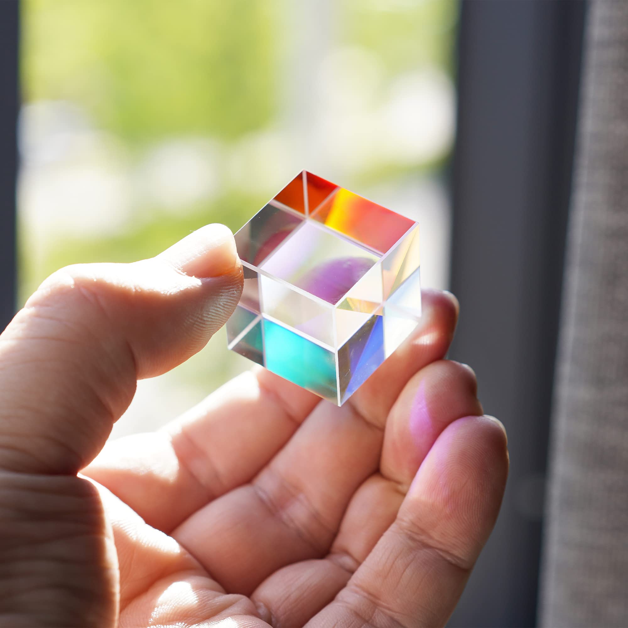 HDCRYSTALGIFTS 25mm Optical Glass X-Cube Prism – RGB Dispersion, Spectrum, Photography Props
