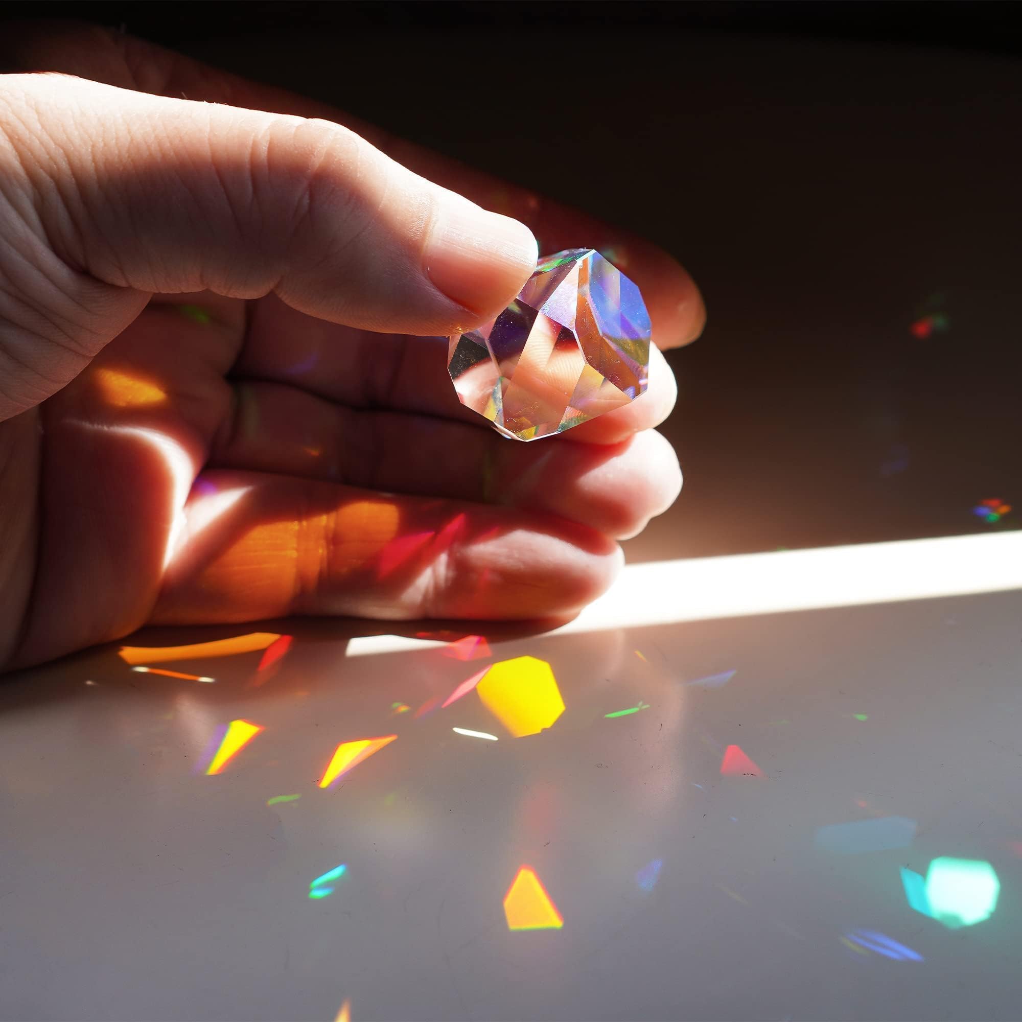 HDCRYSTALGIFTS Color Cube Prism 20mm – K9 Optical Glass RGB Dispersion Prism for Photography and Desk Decor