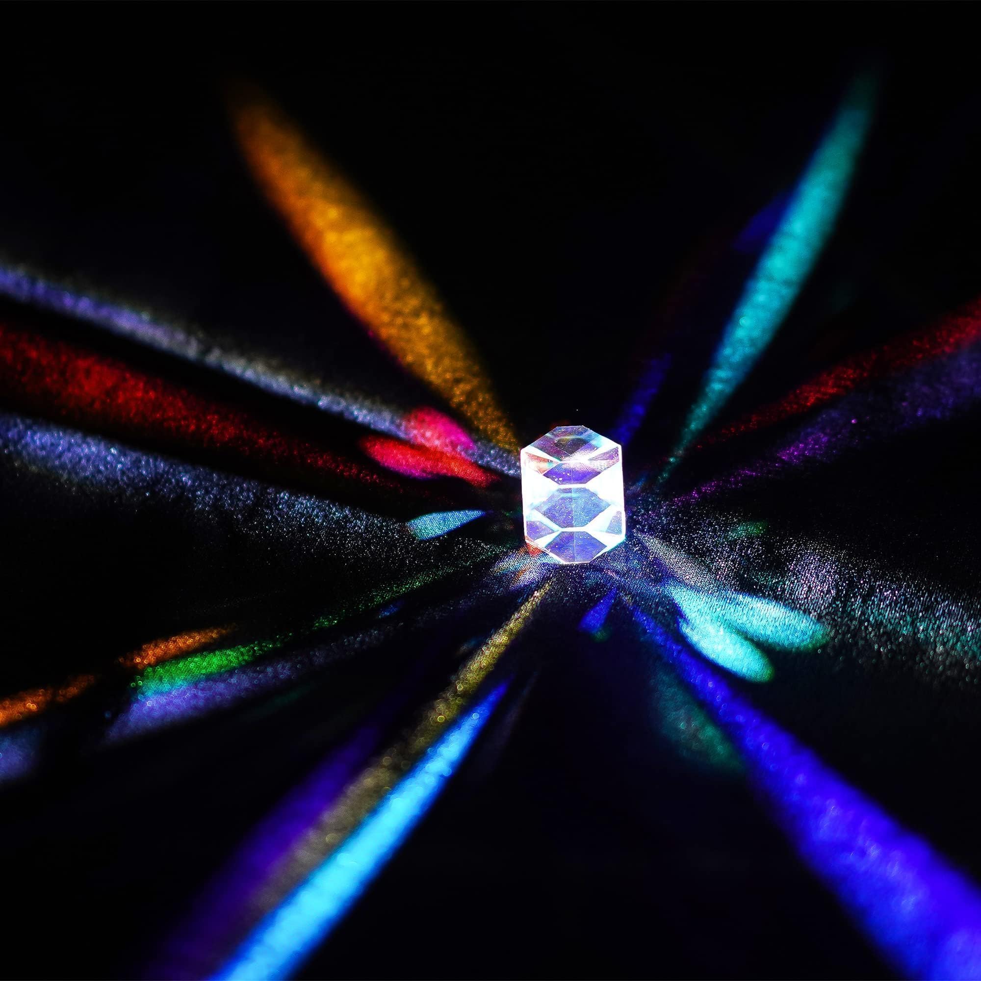 HDCRYSTALGIFTS Color Cube Prism 20mm – K9 Optical Glass RGB Dispersion Prism for Photography and Desk Decor