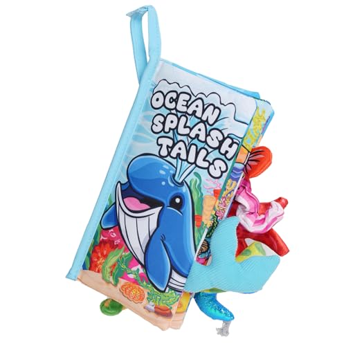 HECCEI Crinkle Book for Babies - Ocean Tails Soft Cloth Book with Textured Tails, Sensory Toy for 0-12 Months