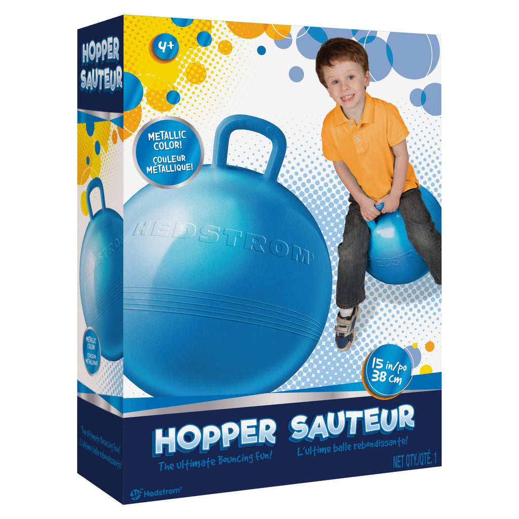 Hedstrom Metallic Blue Fun Hopper – 15-Inch Bouncy Ball for Kids