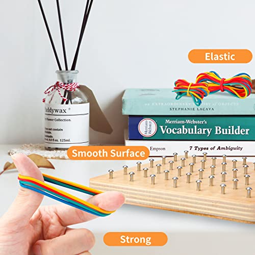 HEELWIRE Wooden Geoboard - Montessori STEM Toy with Pattern Cards and Rubber Bands for Kids Ages 3+