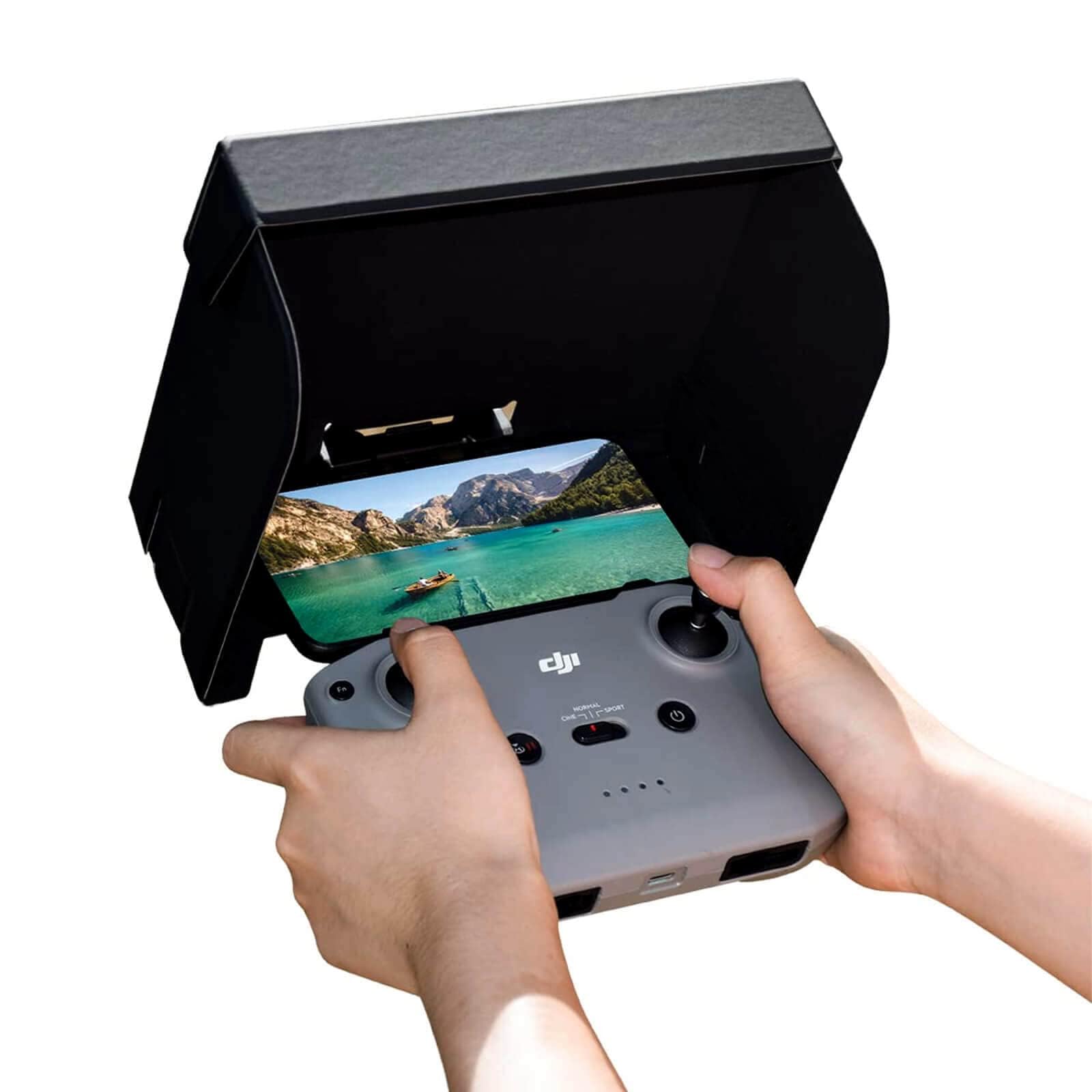 HeiyRC Anti-Glare Foldable Sun Hood for DJI Controllers – Compatible with Mini 4 Pro, Air 3, Mavic 3, and More