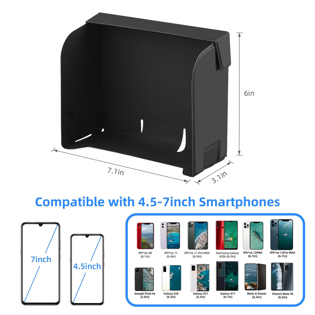 HeiyRC Anti-Glare Foldable Sun Hood for DJI Controllers – Compatible with Mini 4 Pro, Air 3, Mavic 3, and More