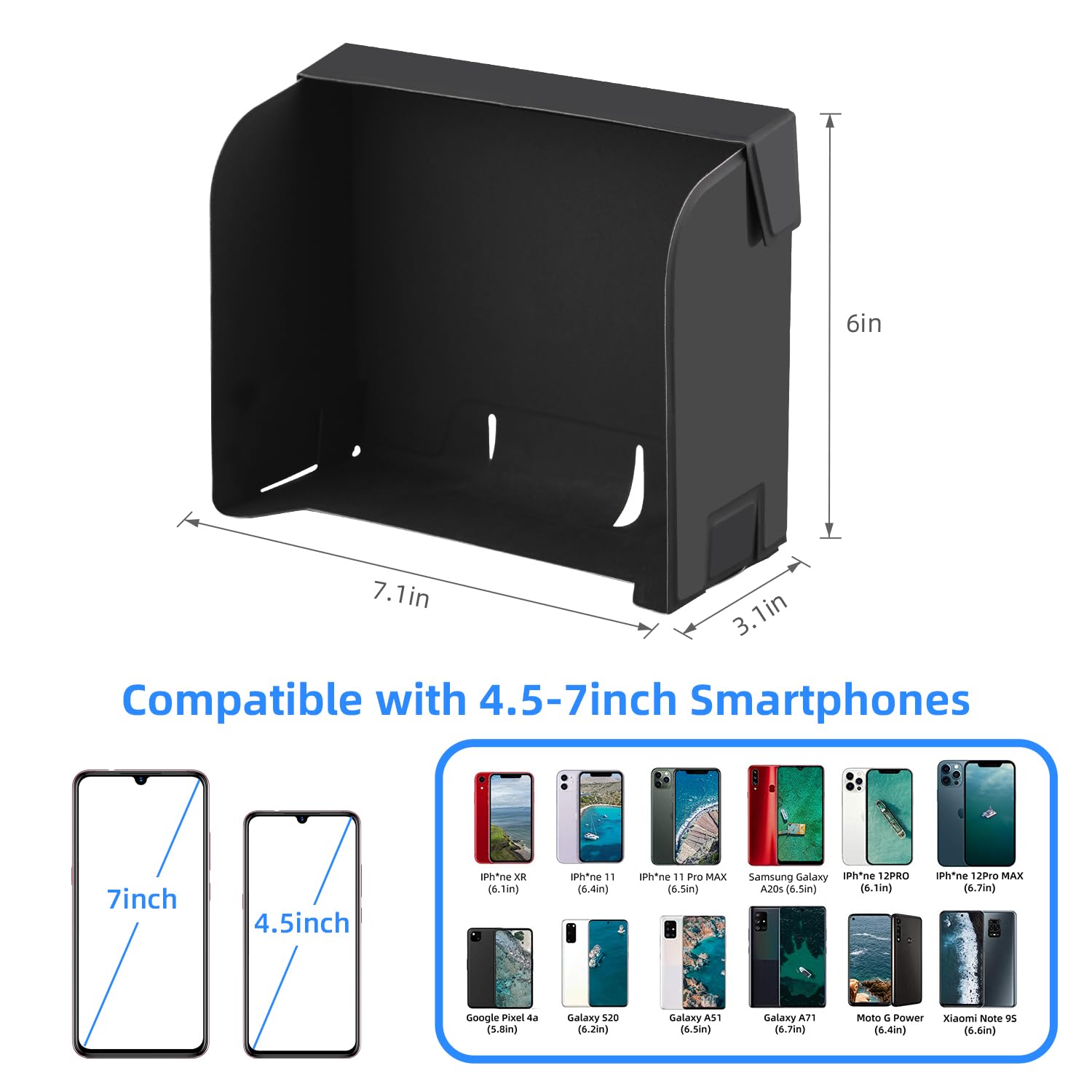 HeiyRC Anti-Glare Foldable Sun Hood for DJI Controllers – Compatible with Mini 4 Pro, Air 3, Mavic 3, and More