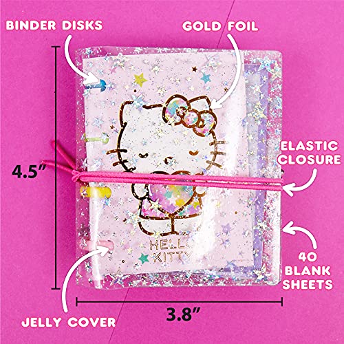 Hello Kitty DIY Glitter Micro Journal – 40+ Stationery Accessories, Stickers, Interchangeable Discs, Squishy Cover