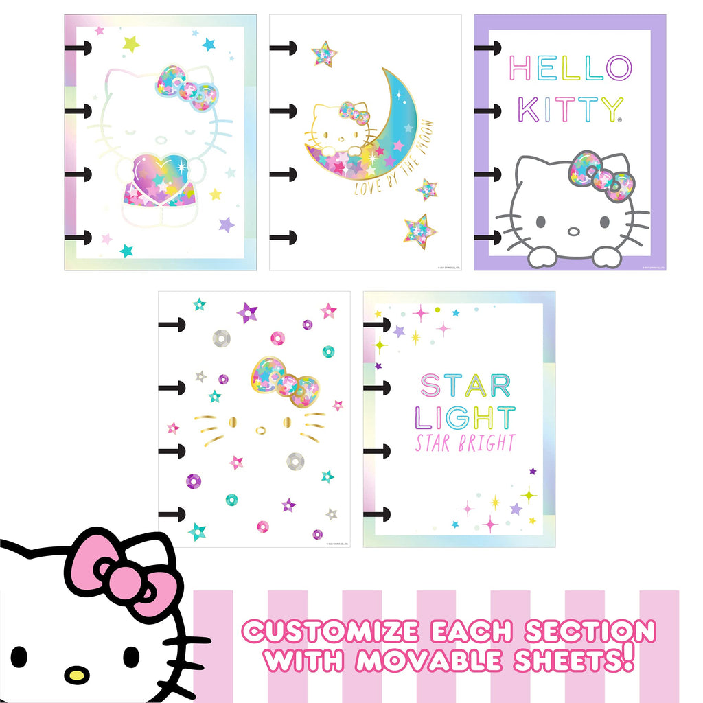 Hello Kitty DIY Glitter Micro Journal – 40+ Stationery Accessories, Stickers, Interchangeable Discs, Squishy Cover