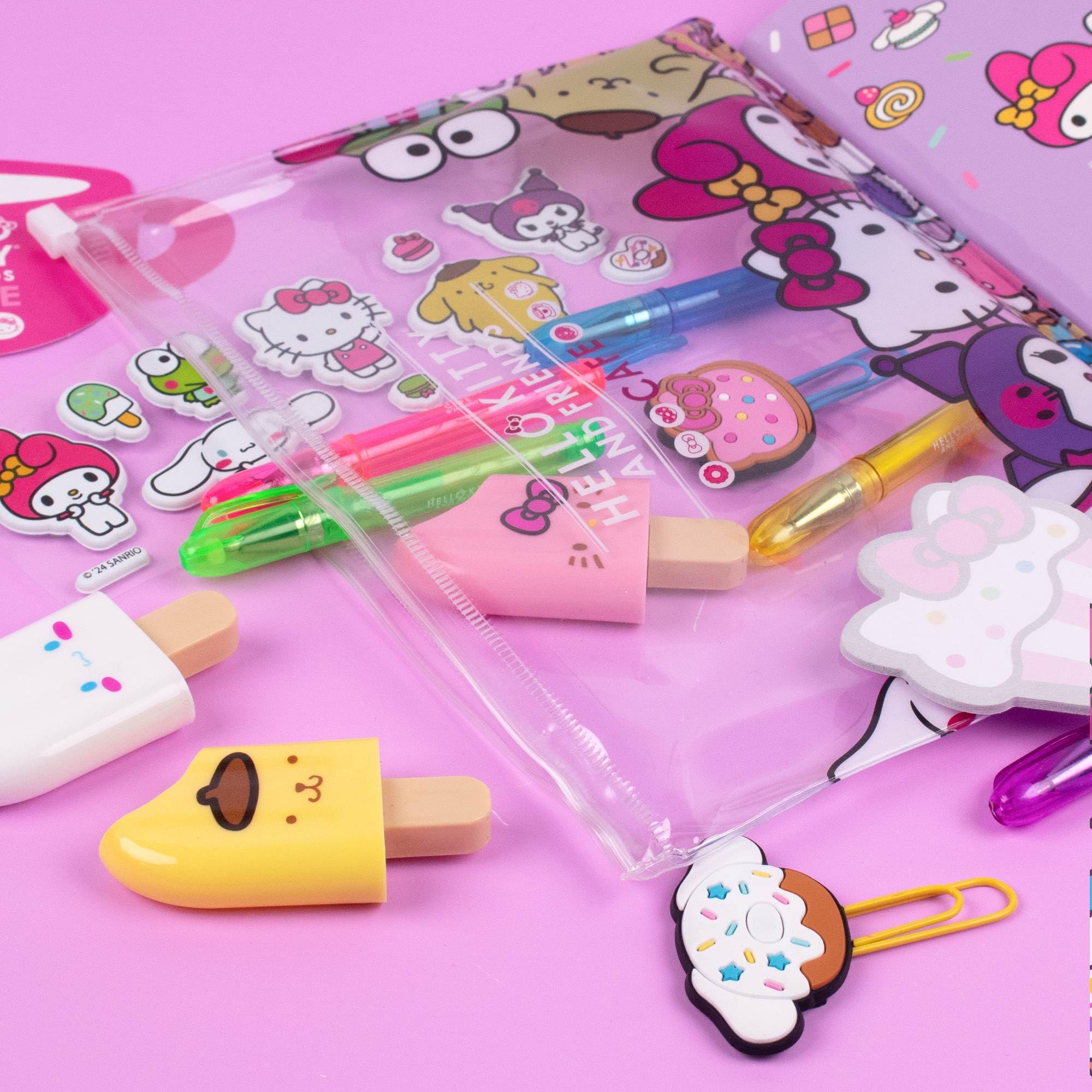 Hello Kitty & Friends Café Stationery Set - 22-Piece Kawaii School Supplies with Notebook, Stickers, Pens