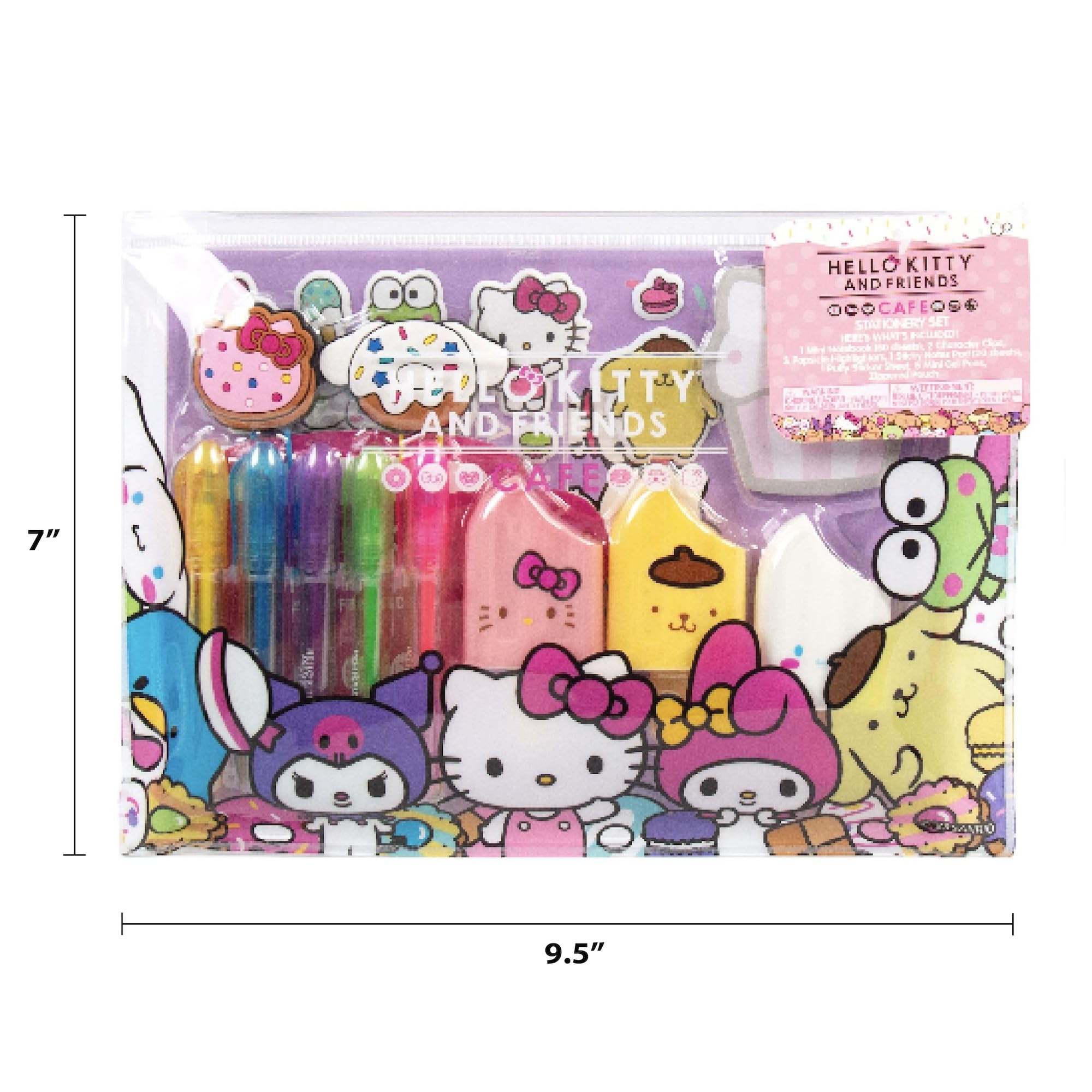Hello Kitty & Friends Café Stationery Set - 22-Piece Kawaii School Supplies with Notebook, Stickers, Pens
