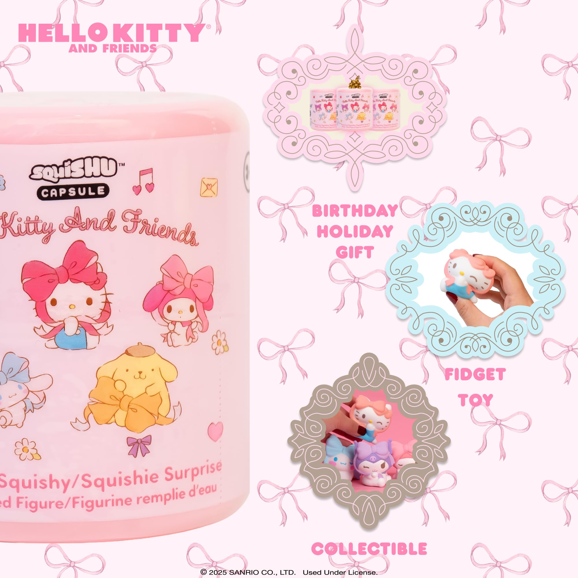 Hello Kitty & Friends Lovely Ribbon Series Blind Capsule Squishy Toy - 1 Random Design