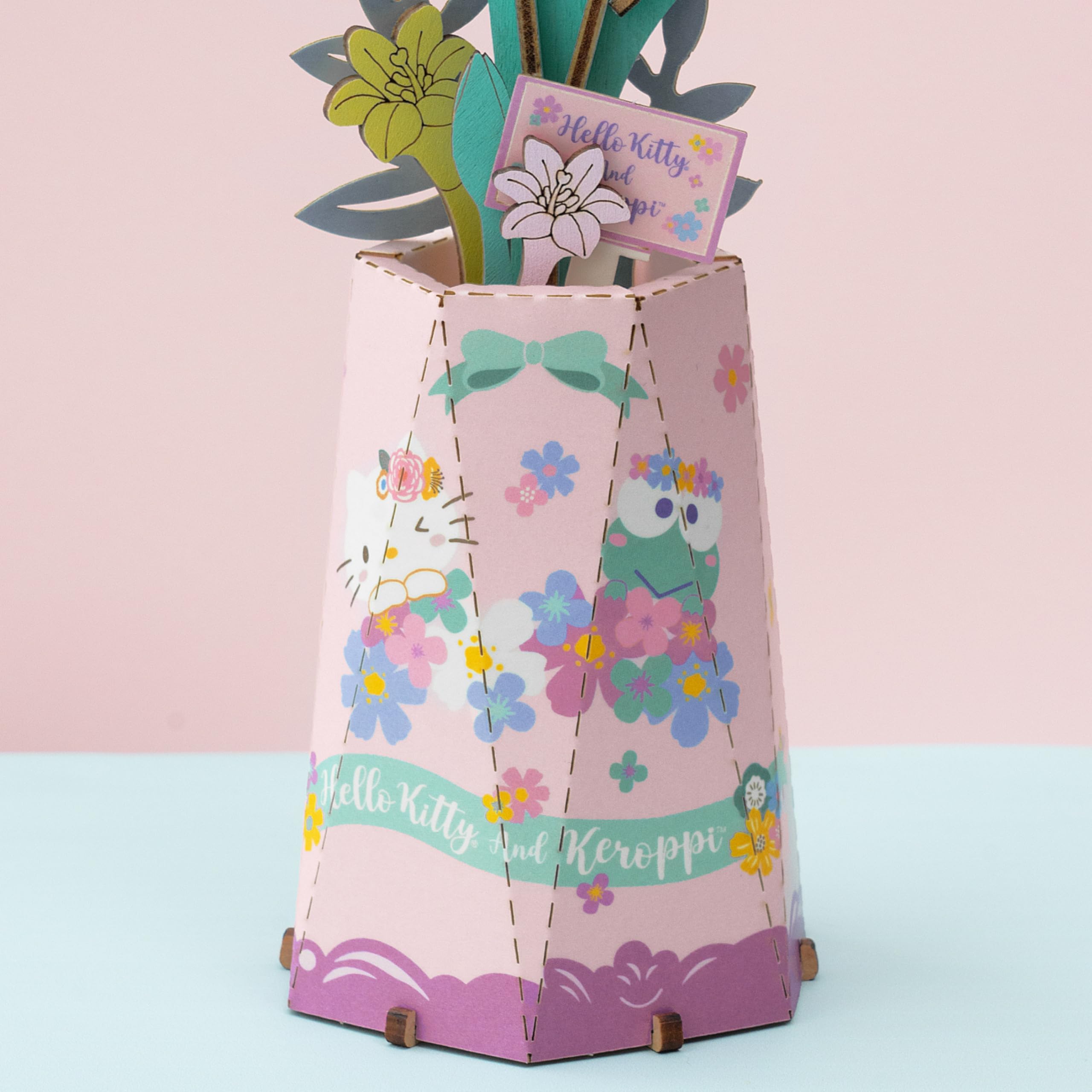 Hello Kitty & Keroppi Lily 3D Wooden Flower Puzzle Kit – Official Sanrio DIY Craft for Ages 8+