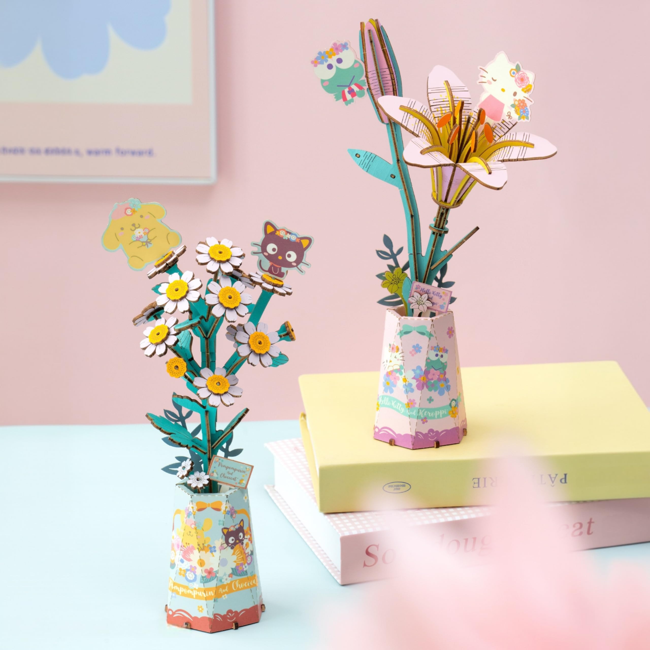 Hello Kitty & Keroppi Lily 3D Wooden Flower Puzzle Kit – Official Sanrio DIY Craft for Ages 8+