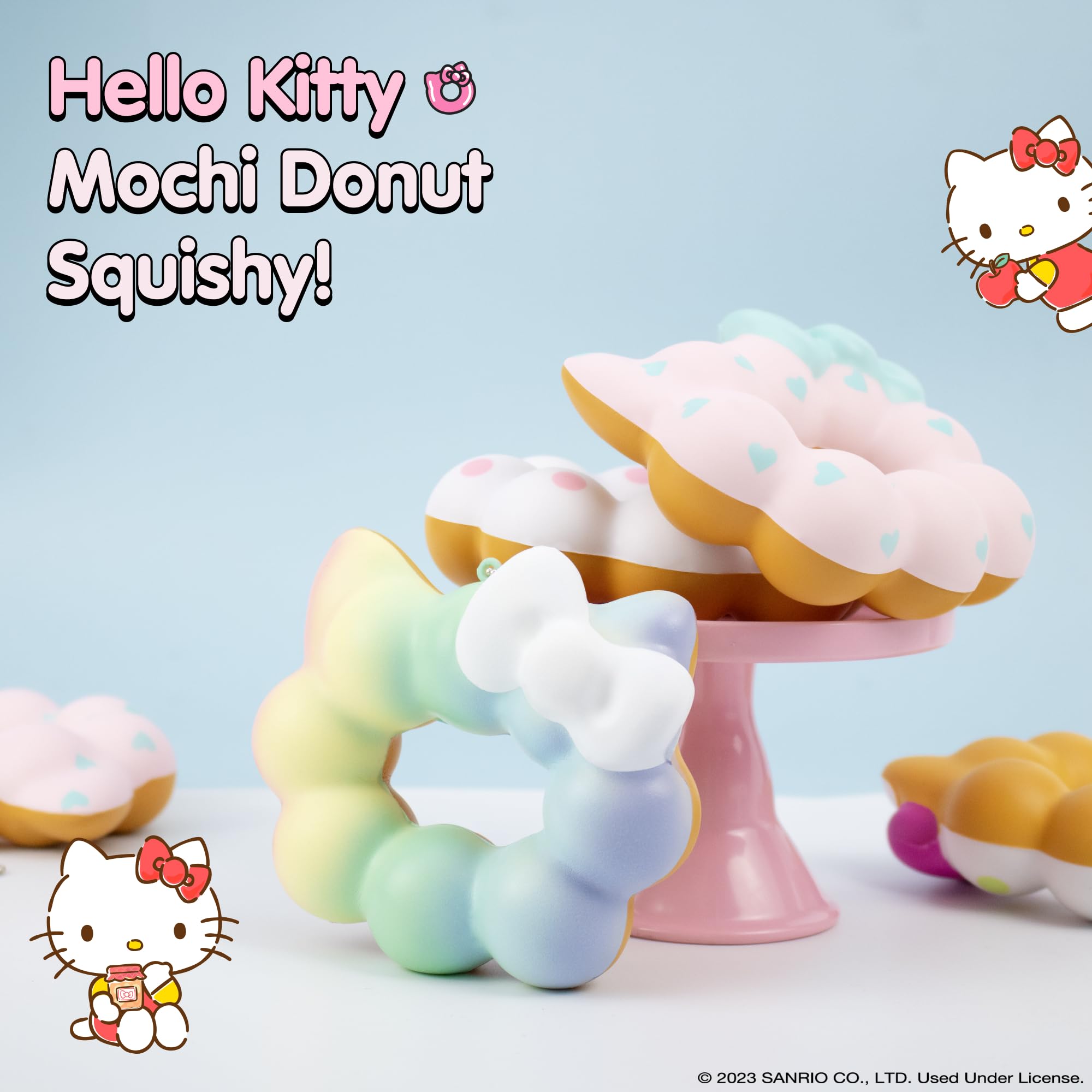 Hello Kitty Mochi Donut Squishy Keychain - Slow Rising Kawaii Stress Toy by Hamee