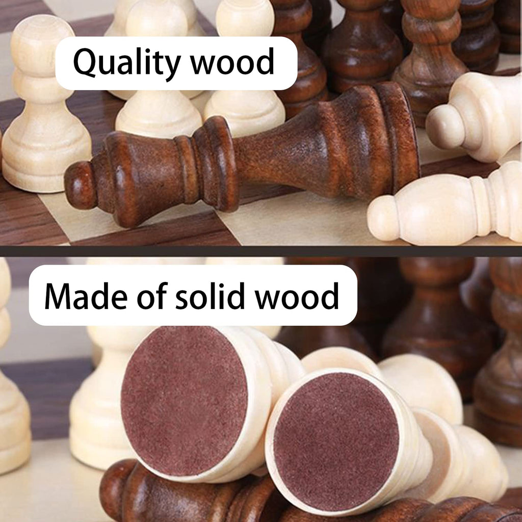 Hellpnoom Wooden Staunton Chess Pieces – 3 Inch King, Solid Wood, Includes Storage Bag