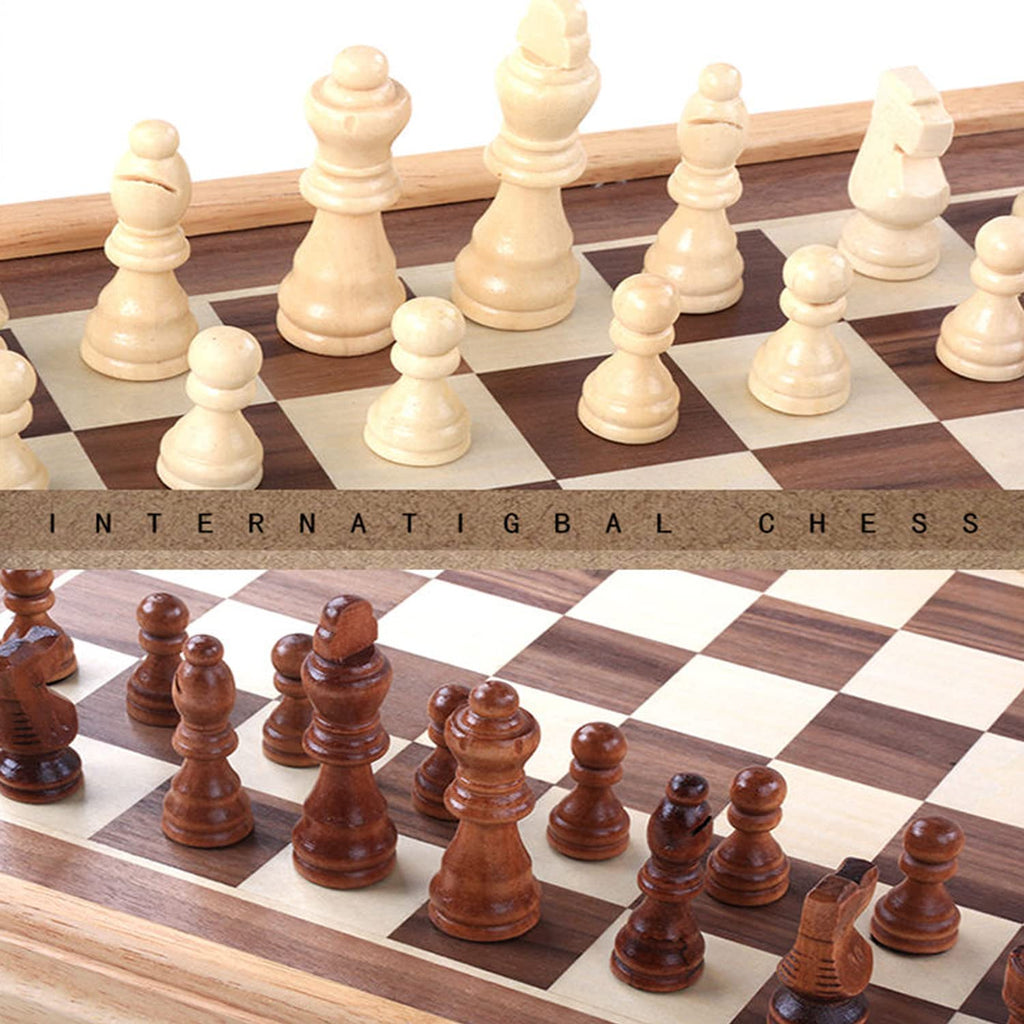 Hellpnoom Wooden Staunton Chess Pieces – 3 Inch King, Solid Wood, Includes Storage Bag