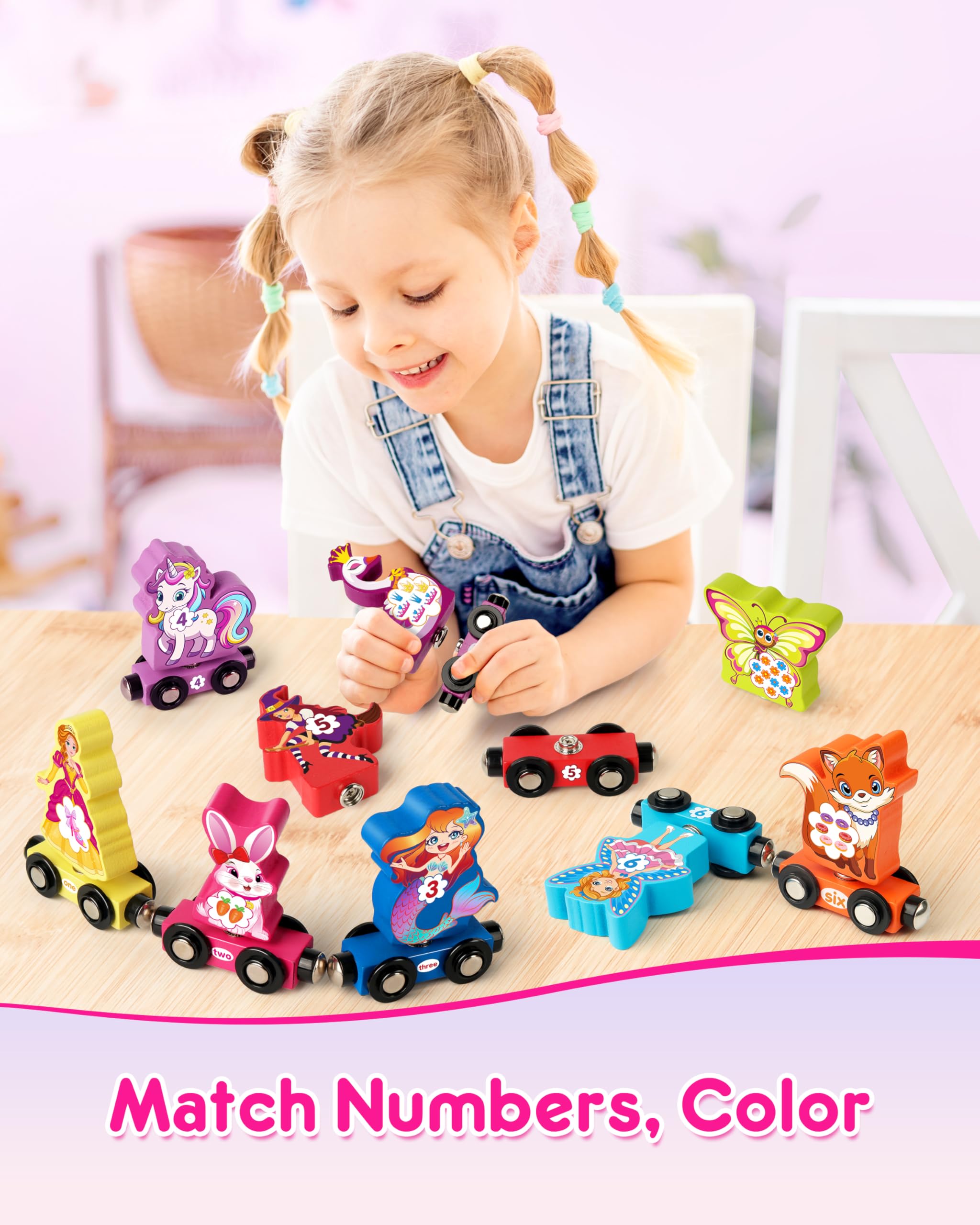 Helsort Wooden Number Train Set – 11-Piece Magnetic Unicorn Train for Toddlers Ages 3-5