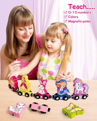 Helsort Wooden Number Train Set – 11-Piece Magnetic Unicorn Train for Toddlers Ages 3-5
