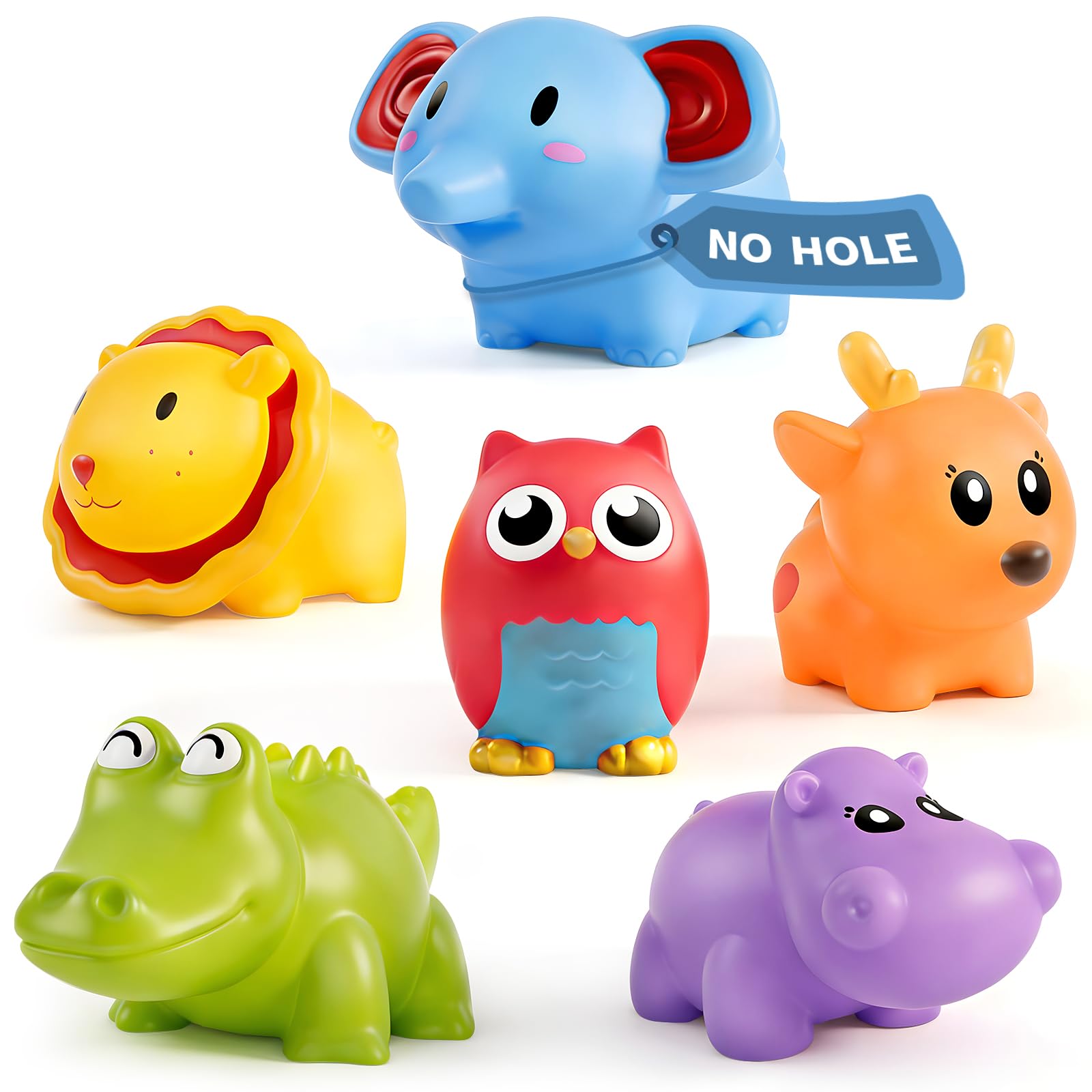 Hely Cancy Infant Bath Toys 18 Months+ – No Hole, Soft Rubber Animal Bathtub Toys, Dishwasher Safe