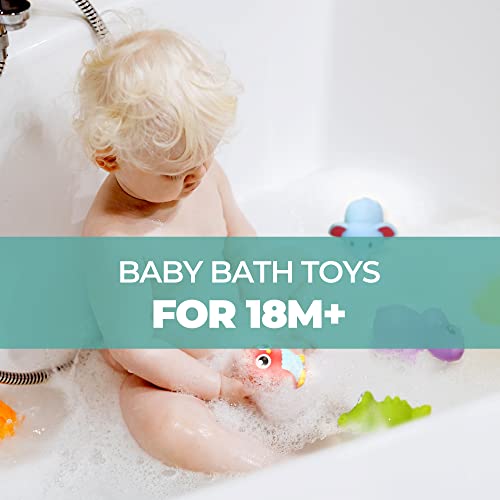 Hely Cancy Infant Bath Toys 18 Months+ – No Hole, Soft Rubber Animal Bathtub Toys, Dishwasher Safe