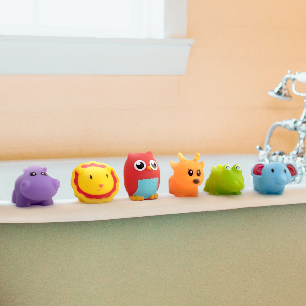 Hely Cancy Infant Bath Toys 18 Months+ – No Hole, Soft Rubber Animal Bathtub Toys, Dishwasher Safe