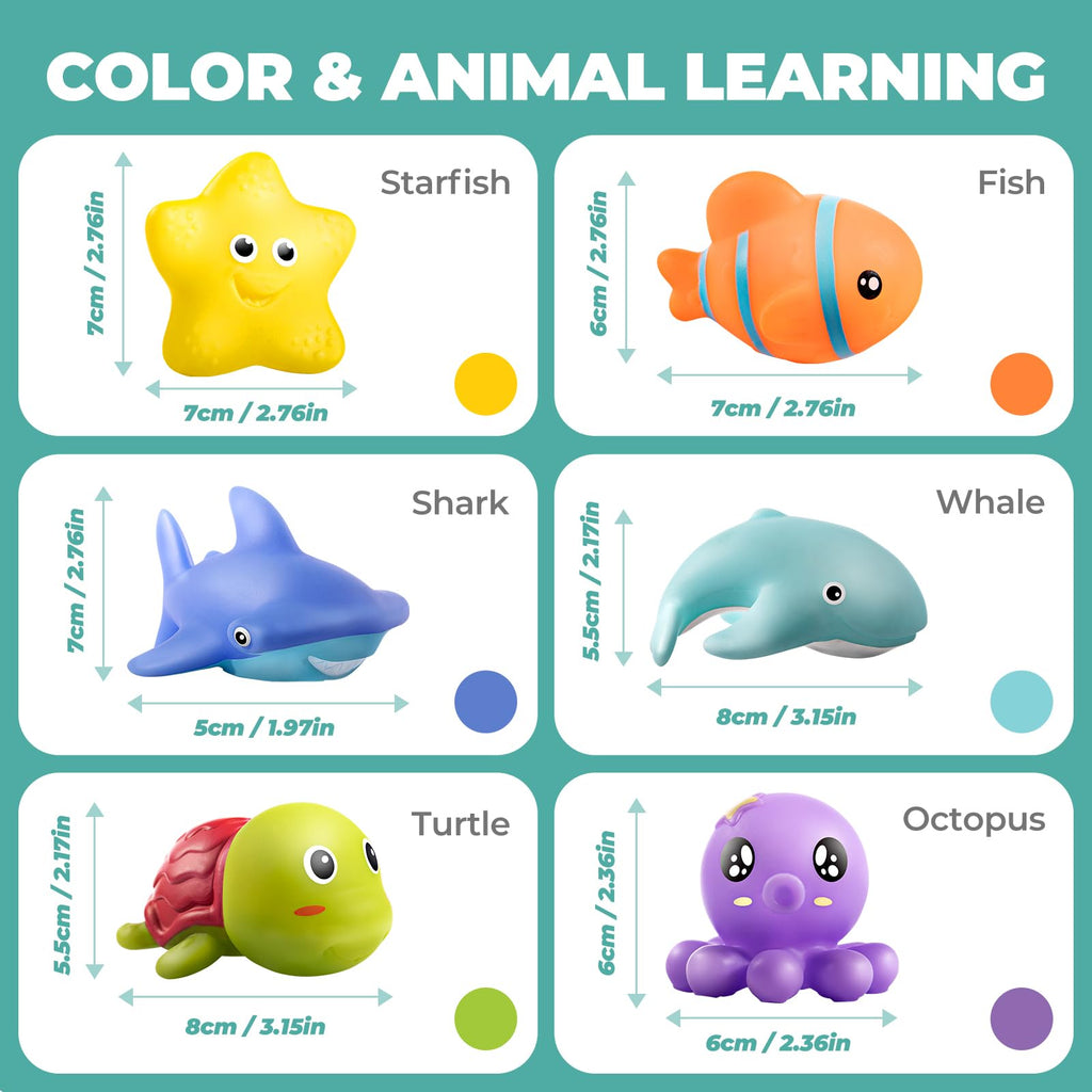 Hely Cancy Infant Bath Toys – No Hole Animal Bathtub Toys for 18 Months+