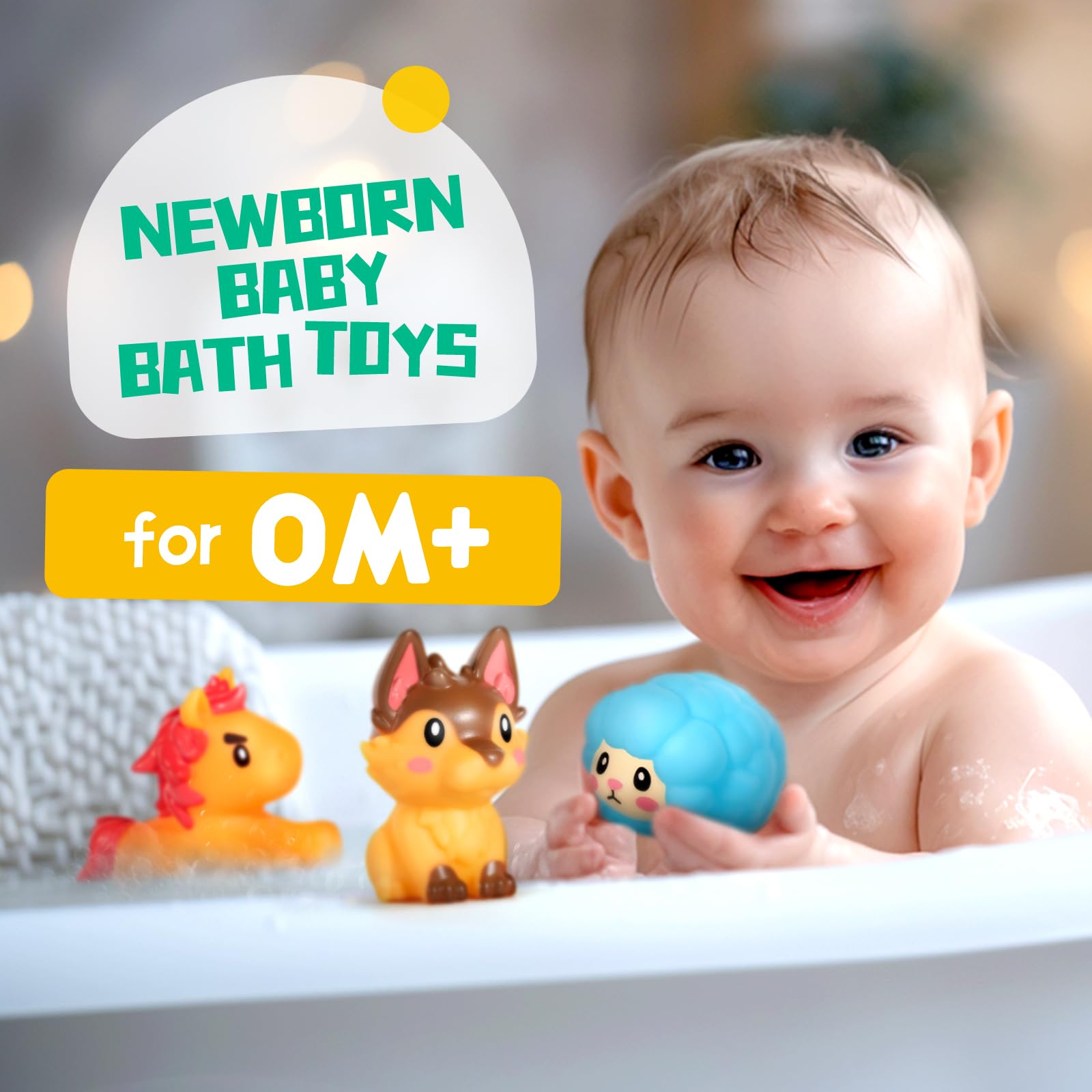 Hely Cancy No-Hole Baby Bath Toys – Soft Rubber, Dishwasher Safe, for Ages 0 Months+