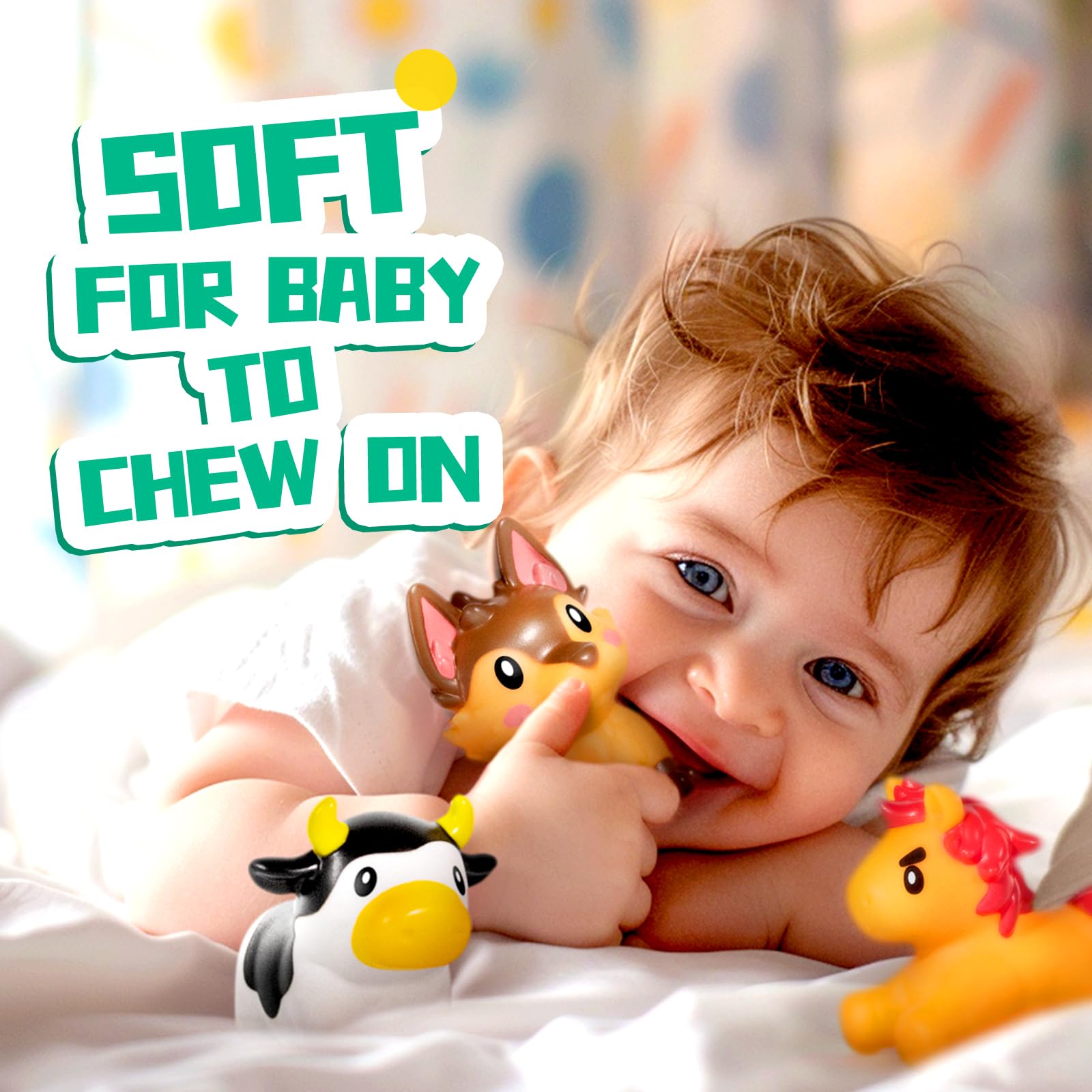 Hely Cancy No-Hole Baby Bath Toys – Soft Rubber, Dishwasher Safe, for Ages 0 Months+