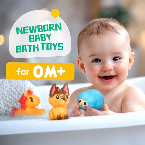 Hely Cancy No-Hole Baby Bath Toys – Soft Rubber, Dishwasher Safe, for Ages 0 Months+