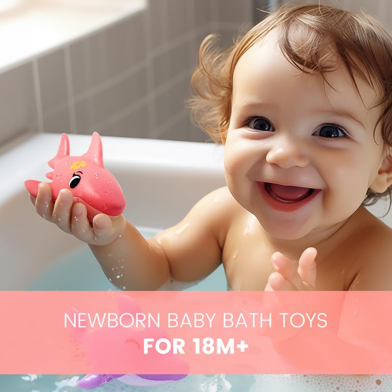 Hely Cancy No Hole Bath Toys for Babies 1.5+ Years - Soft, Safe, Colorful Animal Tub Toys