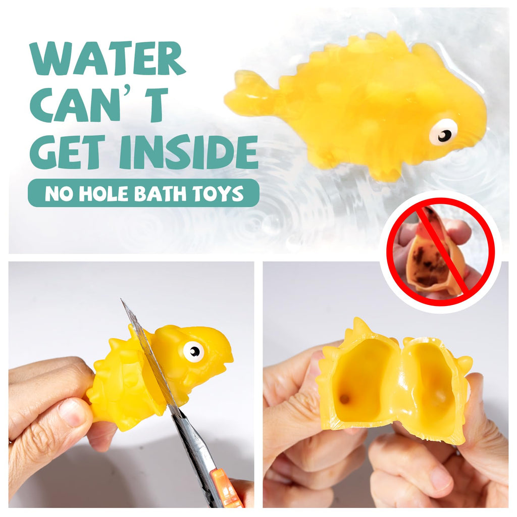 Hely Cancy No-Hole Infant Bath Toys – Soft Rubber Animal Bath Toys for 18+ Months, Dishwasher-Safe