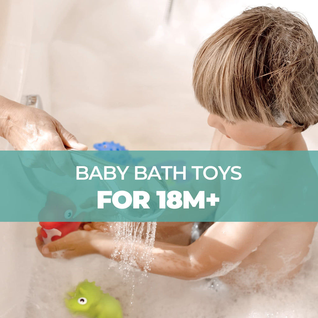 Hely Cancy No-Hole Infant Bath Toys – Soft Rubber Animal Bath Toys for 18+ Months, Dishwasher-Safe