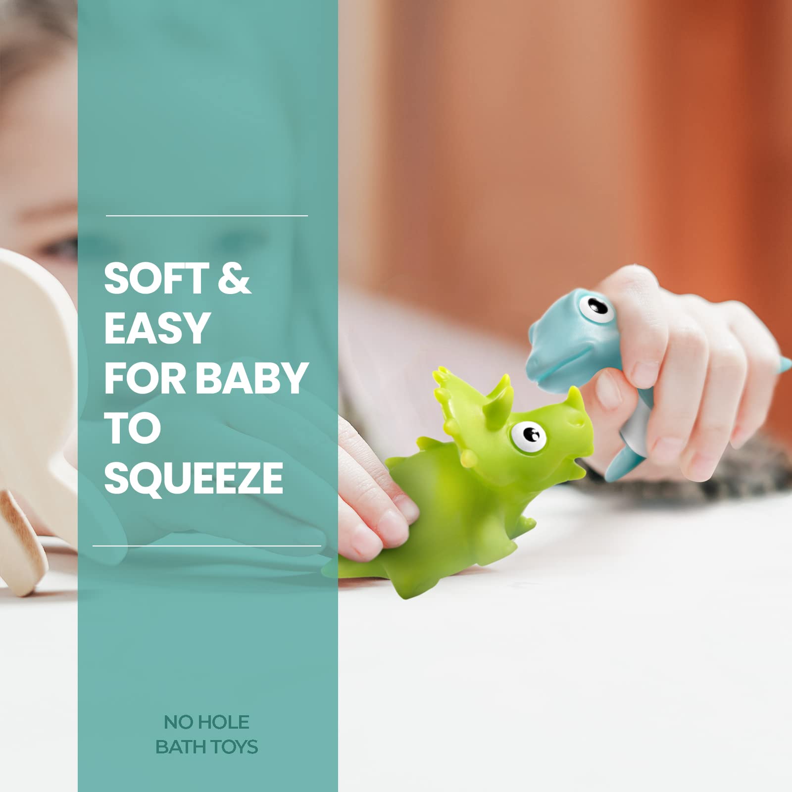 Hely Cancy No-Hole Infant Bath Toys – Soft Rubber Animal Bath Toys for 18+ Months, Dishwasher-Safe