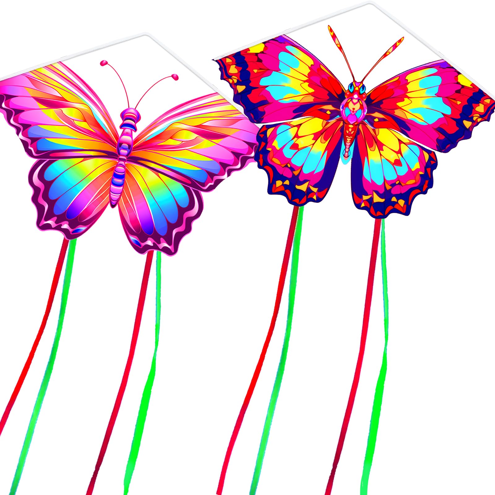 HENGDA KITE 2-Pack Butterfly Kite for Beginners - Easy to Fly, Nylon, Pink, 53 inch