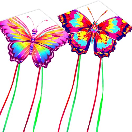 HENGDA KITE 2-Pack Butterfly Kite for Beginners - Easy to Fly, Nylon, Pink, 53 inch