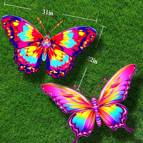 HENGDA KITE 2-Pack Butterfly Kite for Beginners - Easy to Fly, Nylon, Pink, 53 inch
