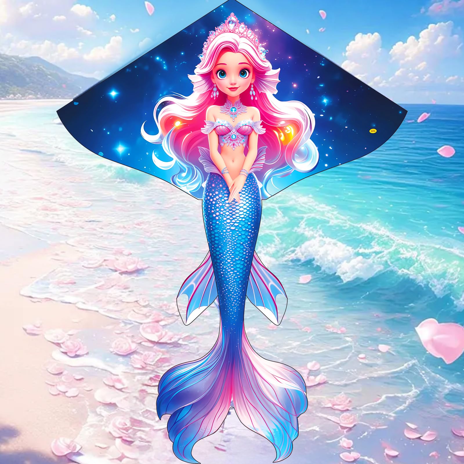 HENGDA KITE Mermaid Kite for Kids – 43x54 Inch Easy-to-Fly Outdoor Kite