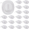 Hercicy 24 Pack Mini White Cowboy Hats for Dolls - 2 Inch Flocking Material Western Caps for Dollhouse Decor and Party Favors