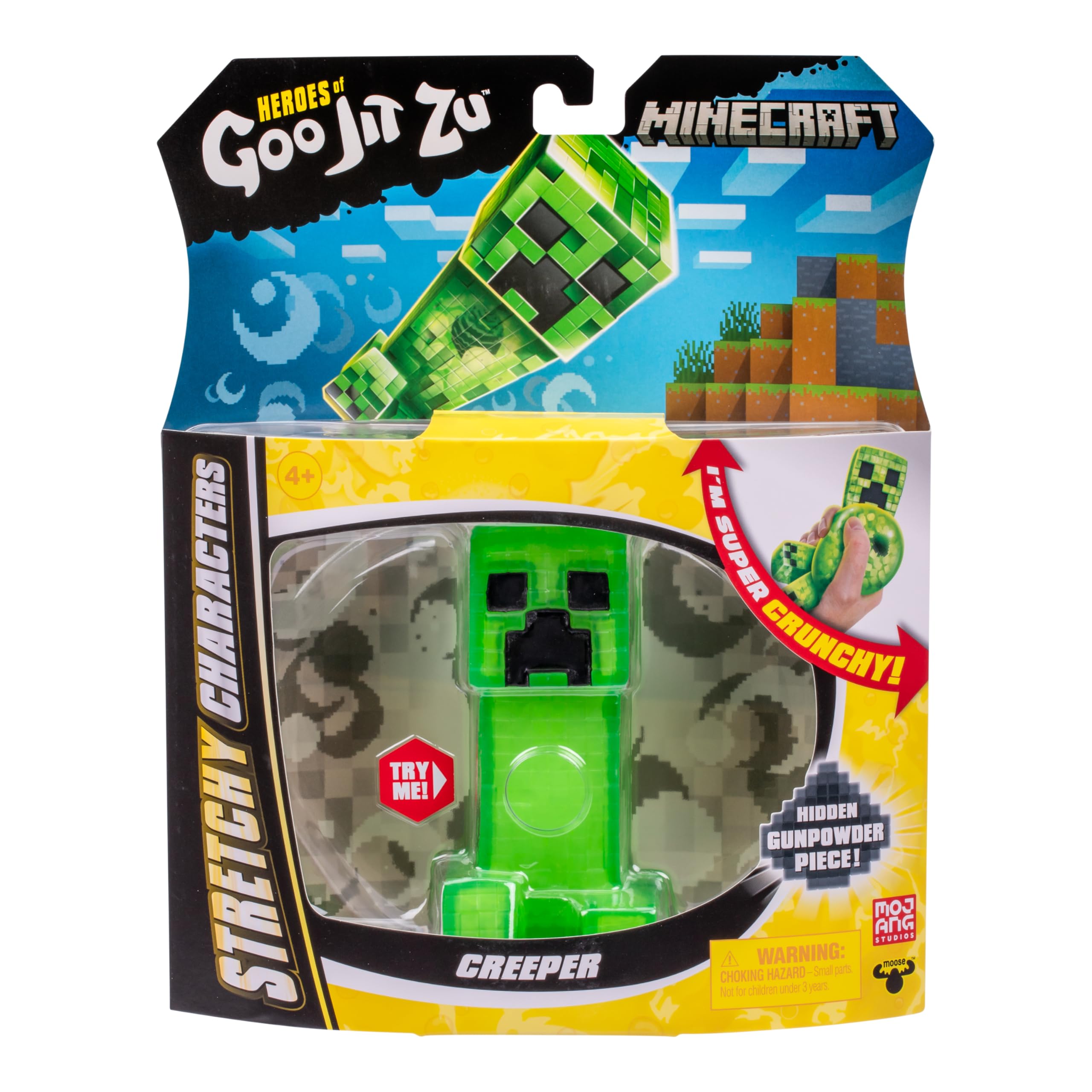 Heroes of Goo Jit Zu Minecraft Creeper Stretchy Figure – Super Crunchy Goo with Hidden Gunpowder Piece