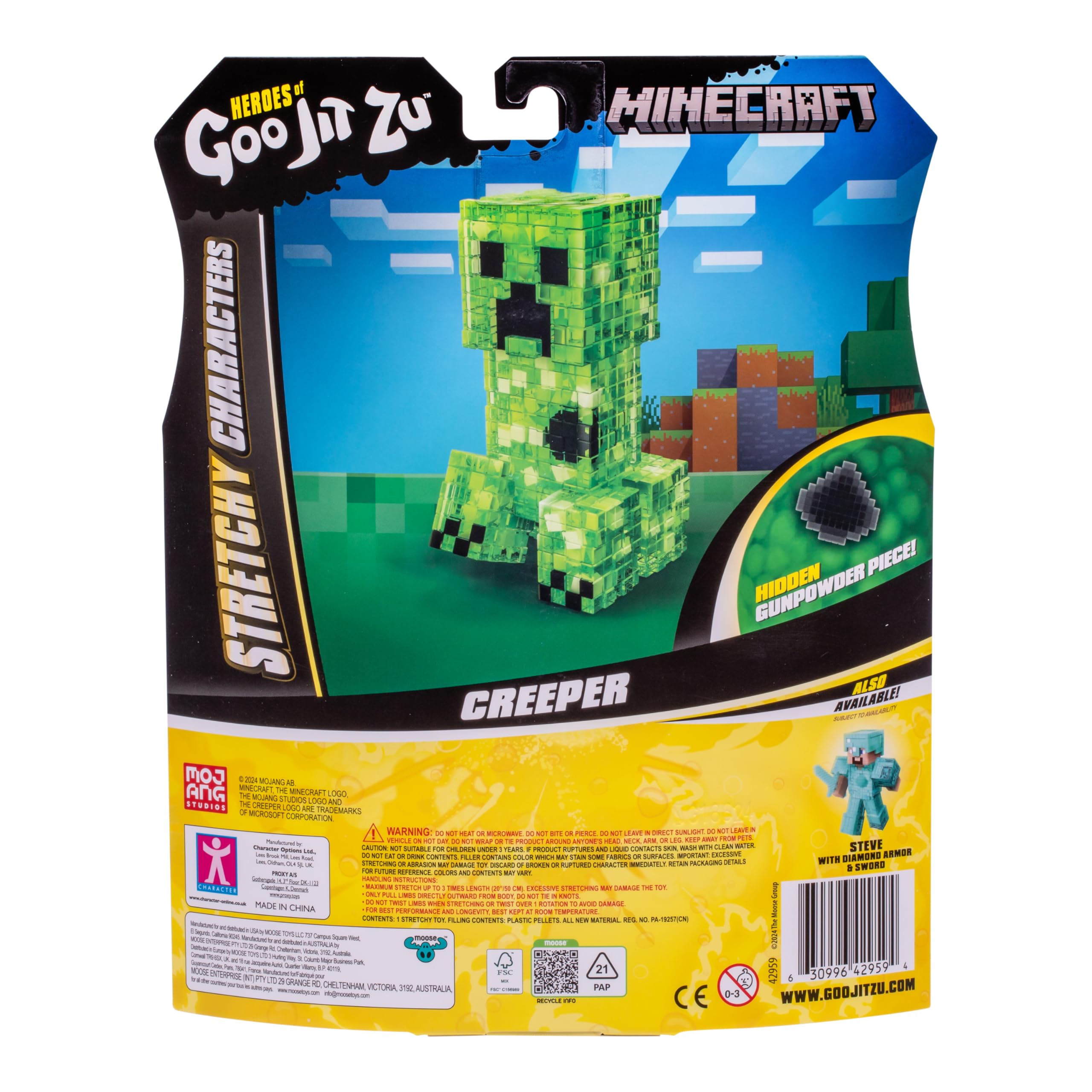 Heroes of Goo Jit Zu Minecraft Creeper Stretchy Figure – Super Crunchy Goo with Hidden Gunpowder Piece