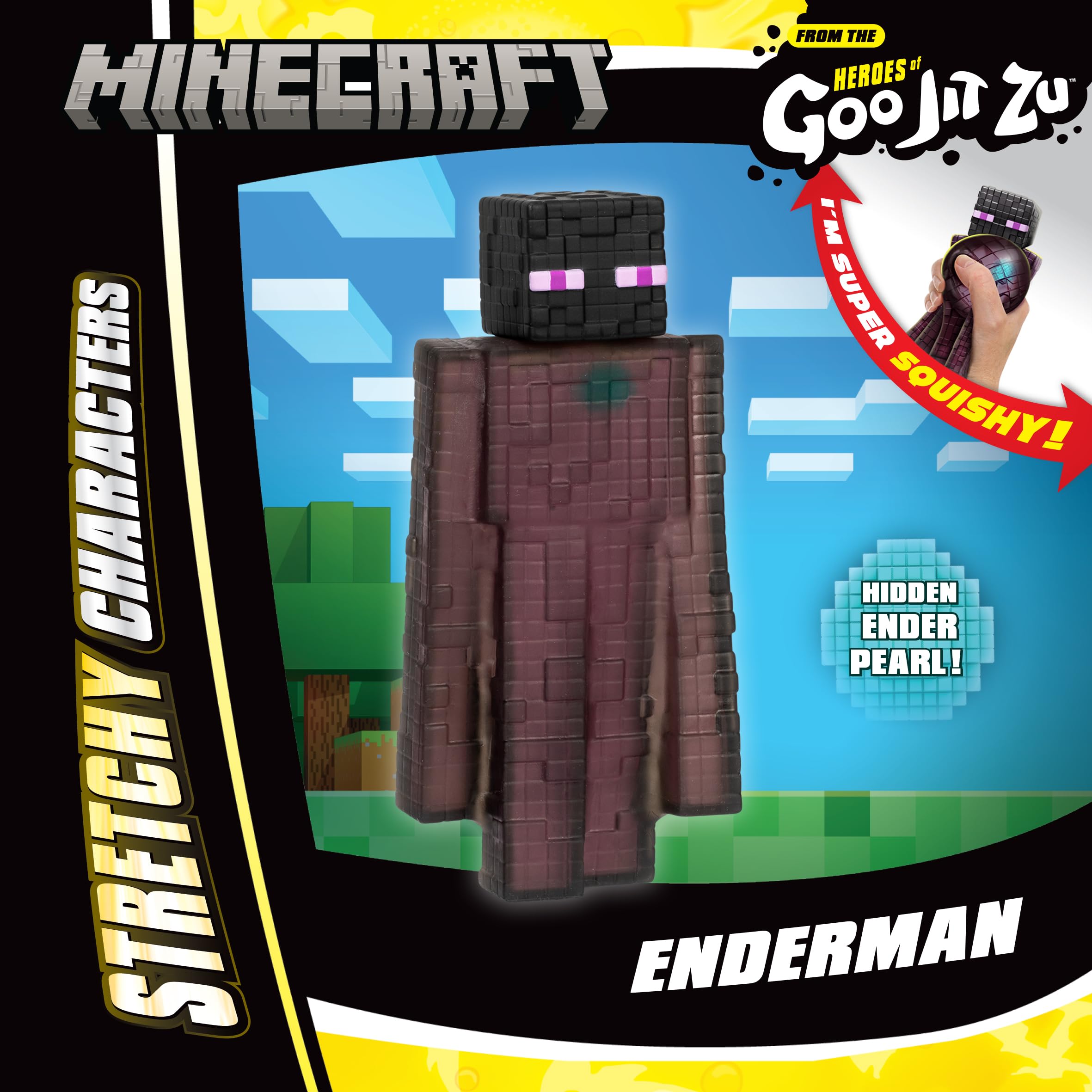 Heroes of Goo Jit Zu Minecraft Enderman Stretchy Figure with Hidden Ender Pearl, Stretches 3x Size