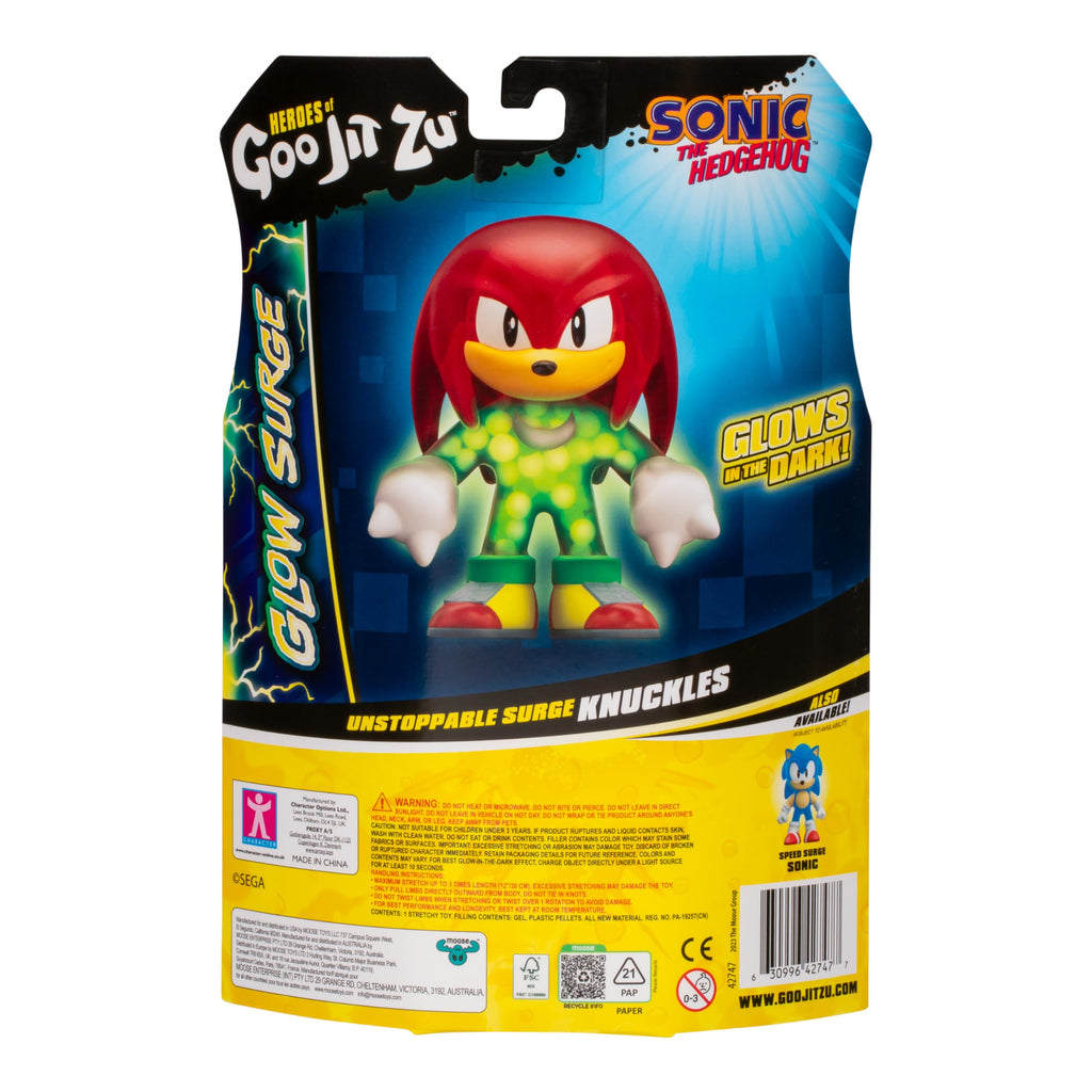 Heroes of Goo Jit Zu Unstoppable Surge Knuckles – Glow-in-the-Dark Stretchy Action Figure with Bead Filling