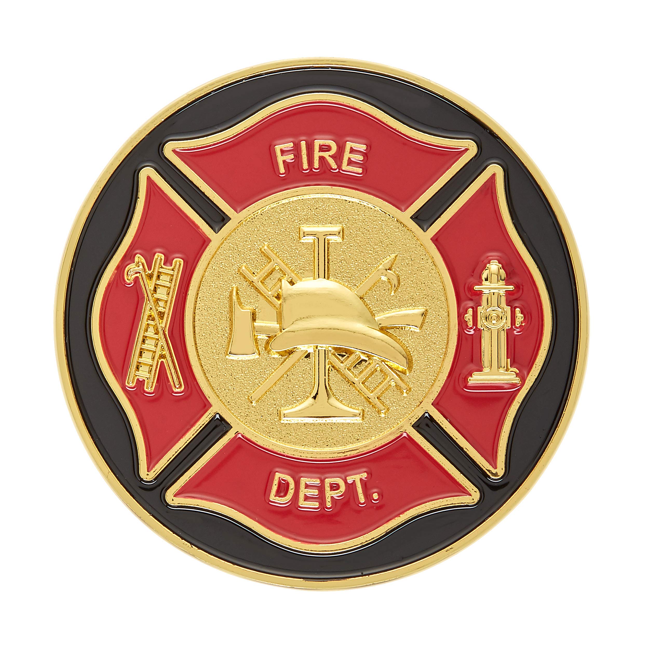 Hero's Valor Firefighter's Badge Challenge Coin – Single Coin with Protective Pouch, 1.75 Inches