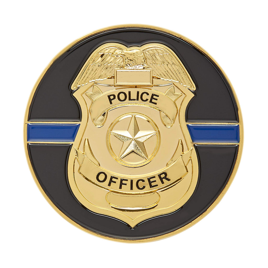 Hero's Valor Police Officer Badge Challenge Coin – Single Coin with Prayer and Thin Blue Line