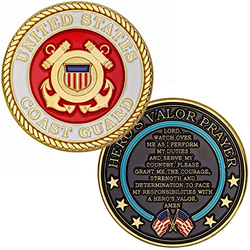 Hero's Valor United States Coast Guard Challenge Coin – Single Coin with Protective Pouch