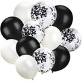 Hestya 100-Piece 12-Inch White & Black Latex Balloons with Confetti for Parties