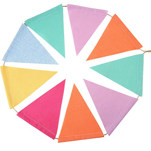 HESTYA 42-Piece Pastel Pennant Banner – Colorful Triangle Bunting for Parties, Classrooms, and Outdoor Events