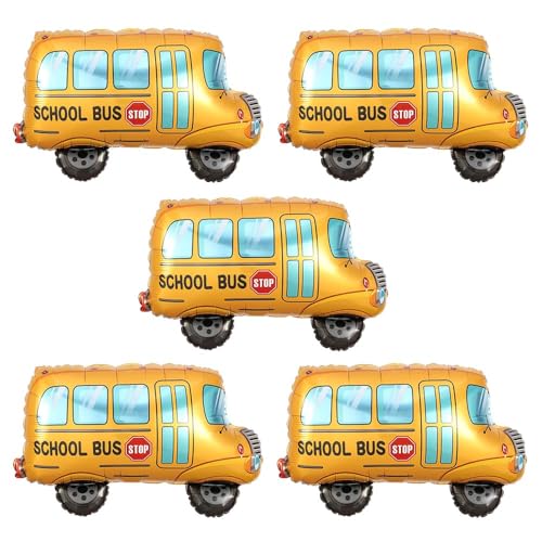 Heukikt 5-Pack School Bus Foil Balloons – 13.8x21.7in Back to School Decorations for Classroom Welcome Party