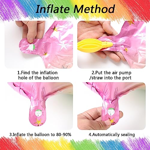 Heukikt Unicorn 5th Birthday Balloon Set – 12-Pack Pink Purple White with Number 5 and Heart Star Balloons