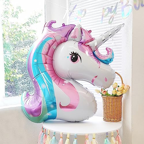 Heukikt Unicorn 5th Birthday Balloon Set – 12-Pack Pink Purple White with Number 5 and Heart Star Balloons
