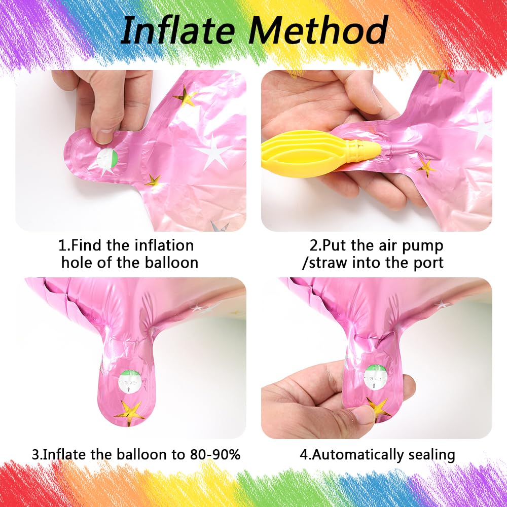 Heukikt Unicorn 5th Birthday Balloon Set – 12-Pack Pink Purple White with Number 5 and Heart Star Balloons